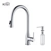 Kibi Napa Single Handle Pull Down Kitchen Sink Faucet with Soap Dispenser C-KKF2005CH-KSD100CH